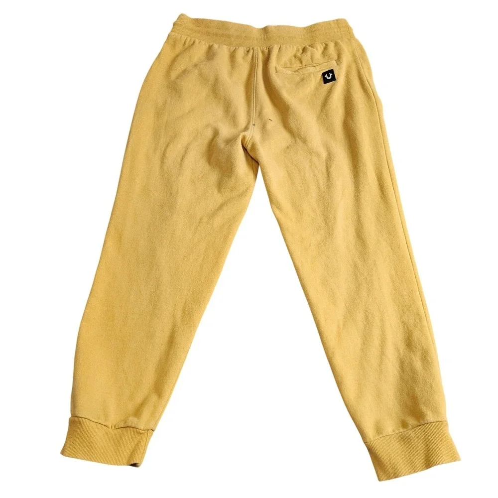True Religion Jogger‎ Sweatpants Mustard Yellow Embroidered Logo Men's L